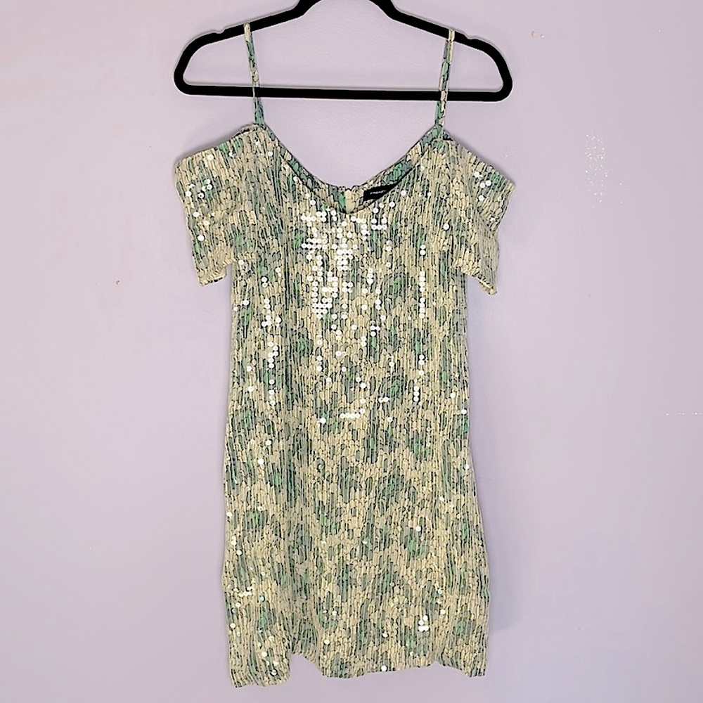 French Connection Green Sequin Mini Dress